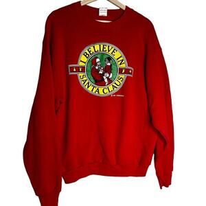 90s Christmas Santa Graphic Red Sweatshirt Holiday
